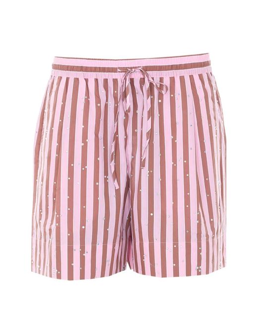 Essentiel Antwerp Women's Red Crystal-Embellished Striped Shorts