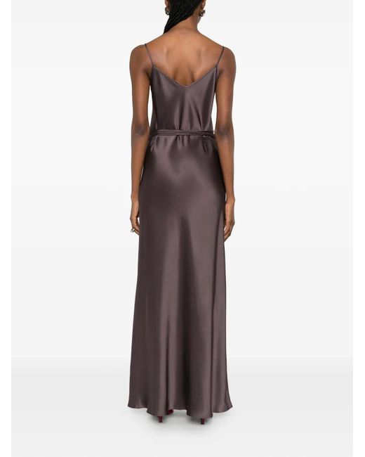 Antonelli Brown V-Neck Slip Maxi Dress
