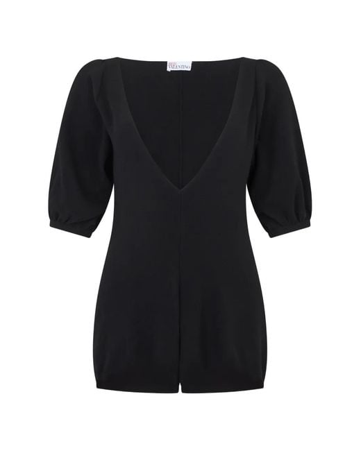 RED Valentino Black Puff Sleeve Jumpsuit