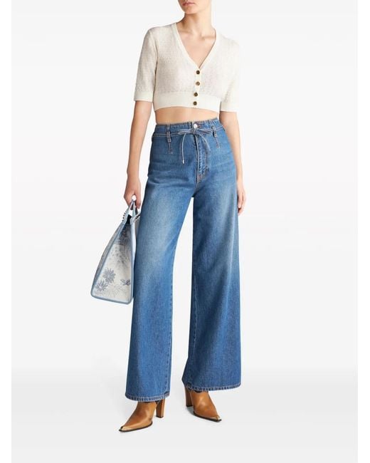 Etro Blue Wide Leg Denim Jeans