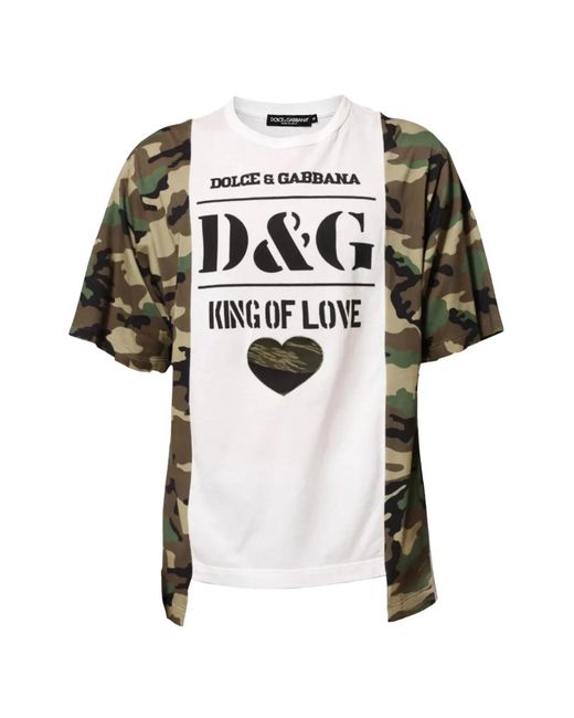 Dolce & Gabbana White T-Shirt À Imprimé Camouflage for men