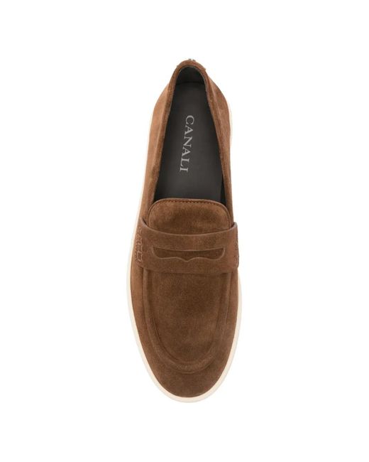 Canali Brown Penny-Strap Loafers for men