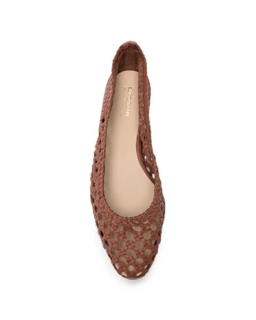 Dragon Brown Leather Ballet Flats
