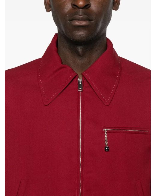 Second/Layer Red Zip-Fastening Stitched-Detail Jacket for men