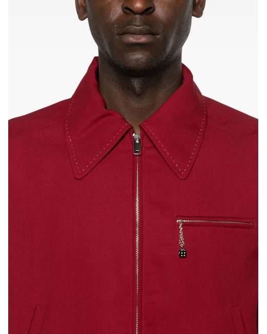 Second/Layer Red Zip-fastening Stitched-detail Jacket for men