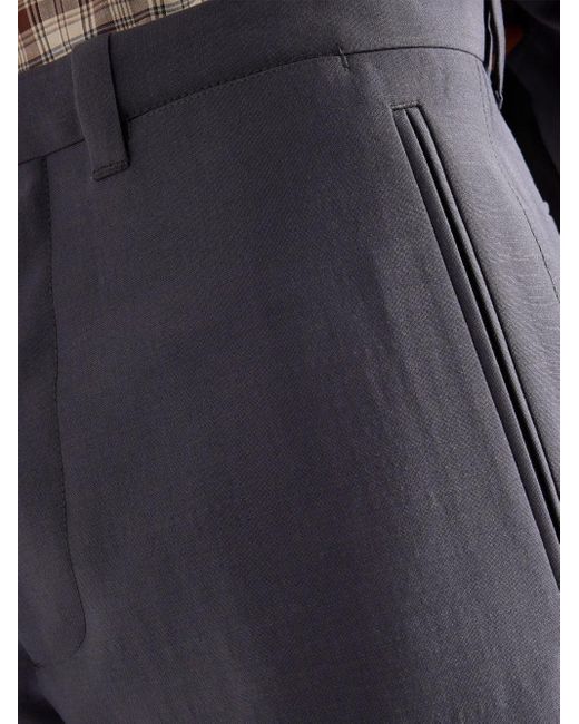 Prada Blue Pleated Wool Trousers for men