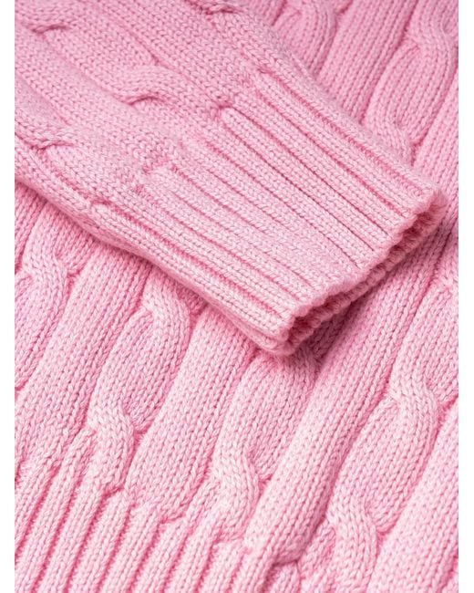 Polo Ralph Lauren Pink Cable-Knit V-Neck Sweater