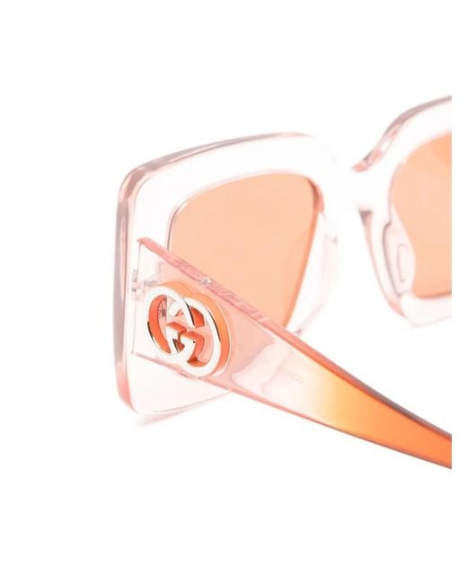 Gucci Pink Interlocking-G Square-Frame Sunglasses
