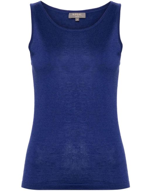 N.Peal Cashmere Blue Scoop-neck Tank Top