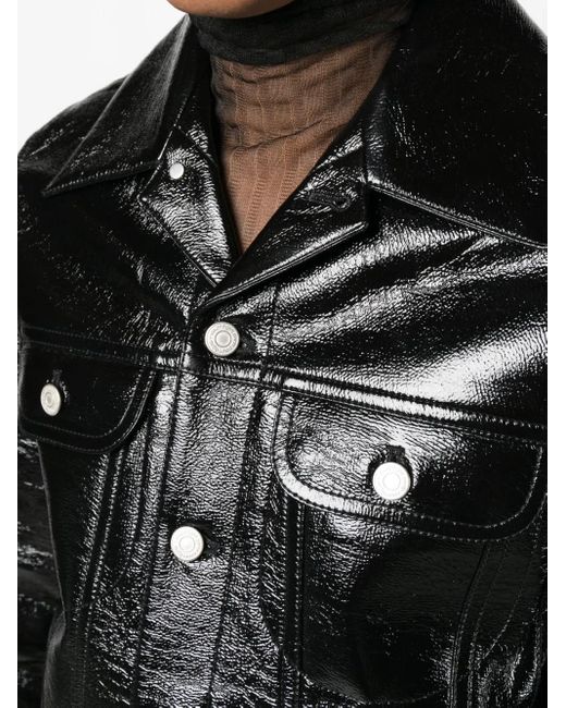 Veste En Cuir À Effet De Brillance Courreges pour homme en coloris Black