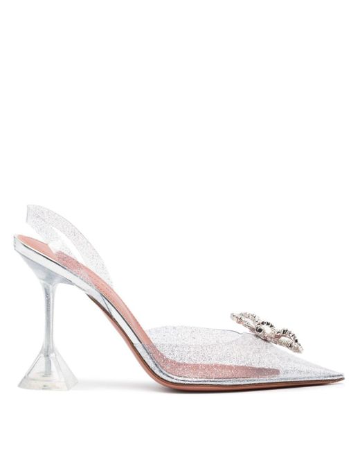 AMINA MUADDI White Rosie 95mm Glitter Transparent Pumps