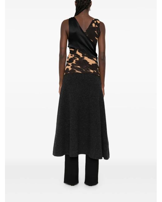 Nanushka Black Draped Print Top