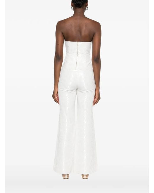 Leen Mougrhabi White Noor Asymmetric Jacquard Top