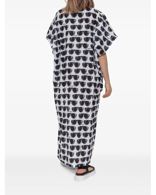 Moschino White Maxikleid Mit Sonnenbrillen-Print
