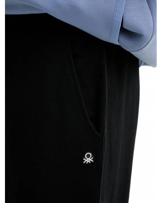 Benetton Black Logo-Patch Track Pants for men