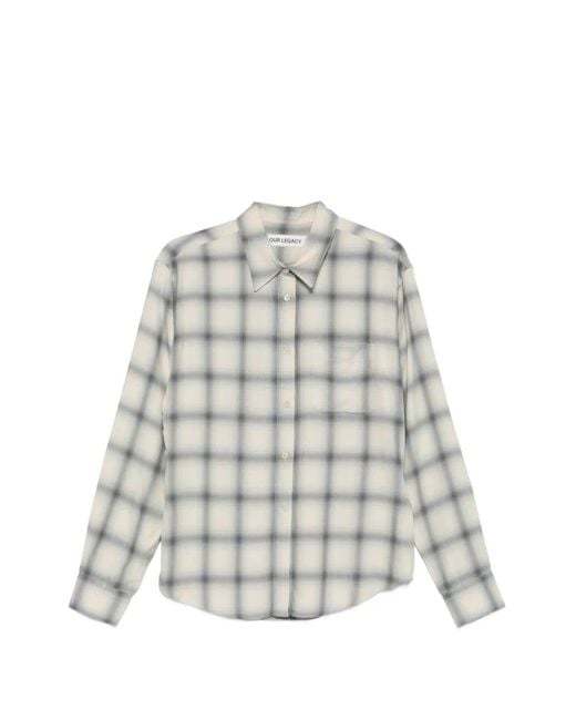 Our Legacy White Forever Plaid-Pattern Shirt