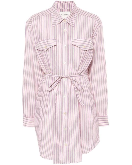 Isabel Marant Pink Striped Mini Shirt Dress