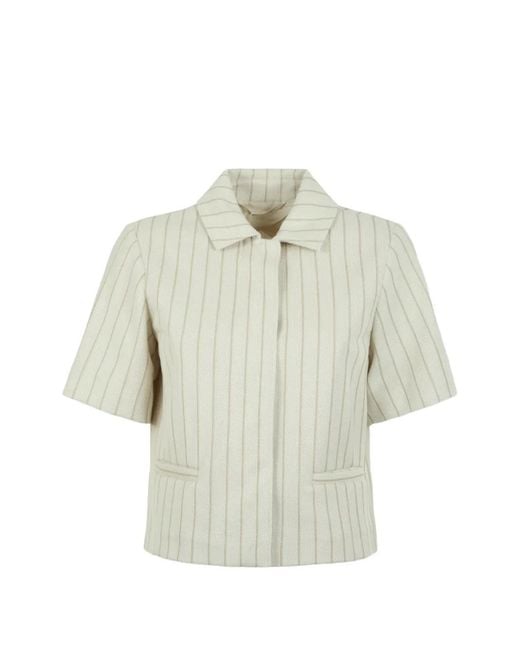 Max Mara White Pinstriped Cropped Jacket