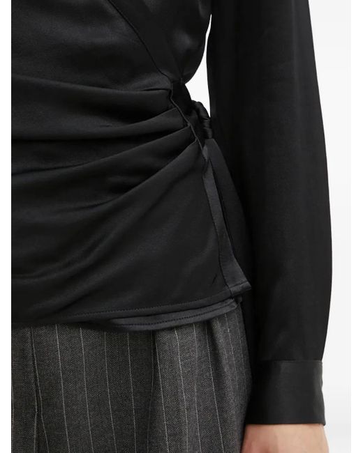 Guess Black Satin Wrap Blouse
