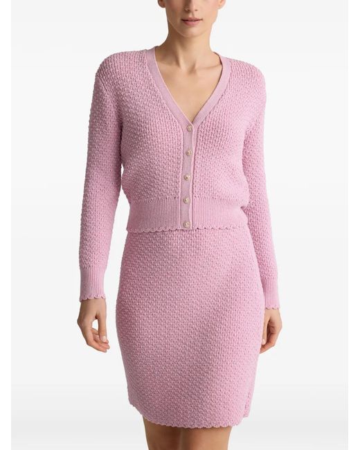 St. John Pink Perle Crepe Knit Cardigan