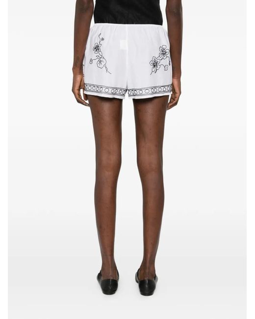 Bode White Beaded Shorts