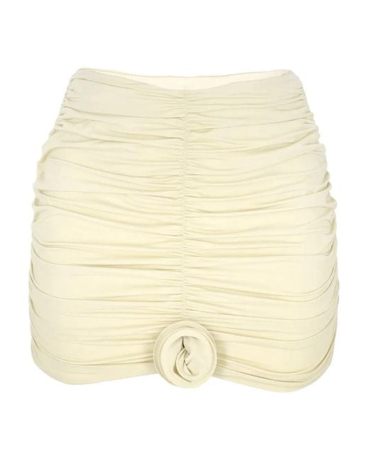 LaRevêche Natural Rose-Embellished Gathered Mini Skirt