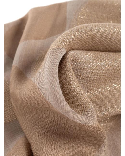 Moschino Natural Heart-Pattern Fringed Scarf