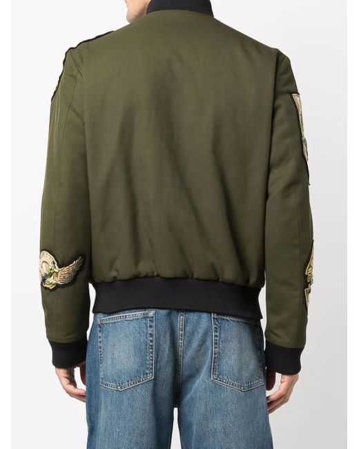 Balmain Green Multi-Badge Pilot Jacket for men