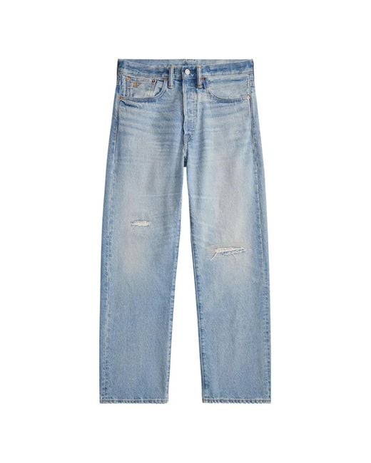 Vaqueros Con Efecto Envejecido RRL de hombre de color Blue