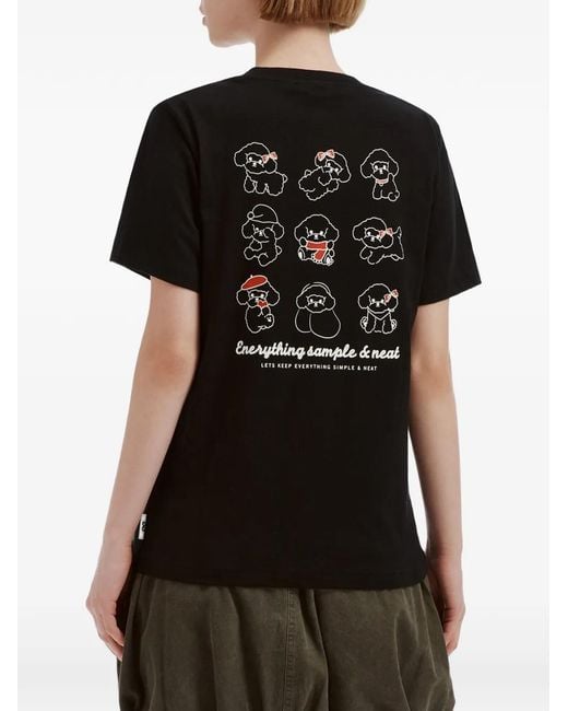 Chocoolate Black Graphic-Print Cotton T-Shirt
