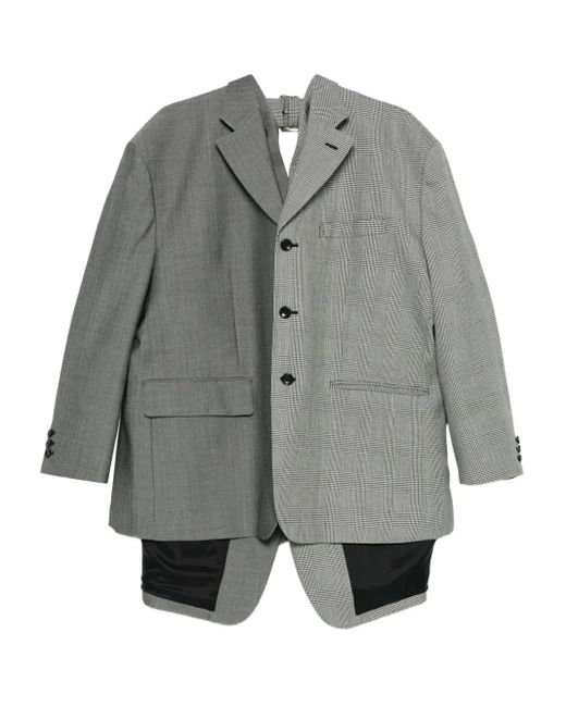 Comme des Garçons Gray Plaid-Pattern Blazer