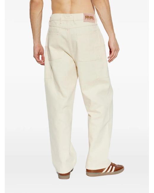 KENZO White Jean Slim À Poches Cargo for men