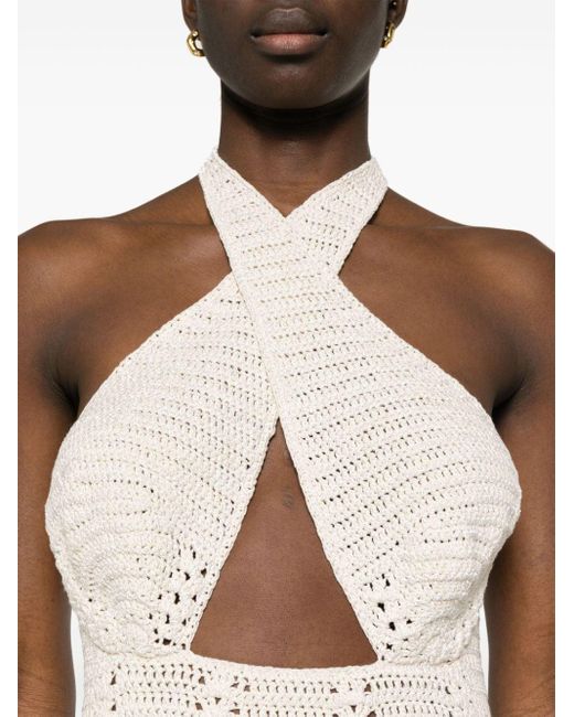 The Mannei White Crochet-knit Dress
