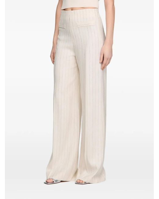 Sandro White Striped Trousers