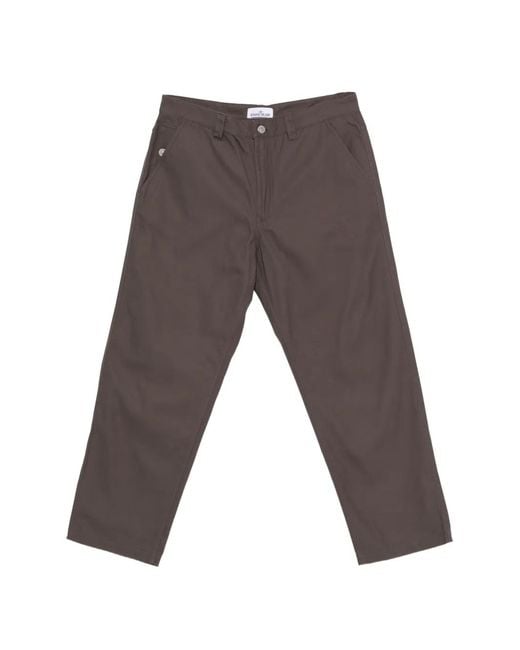 Stone Island Gray 3100014 Cotton Canvas Trousers for men