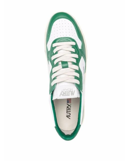 Autry Green Medalist Low & Bicolour Leather Trainers , Leather