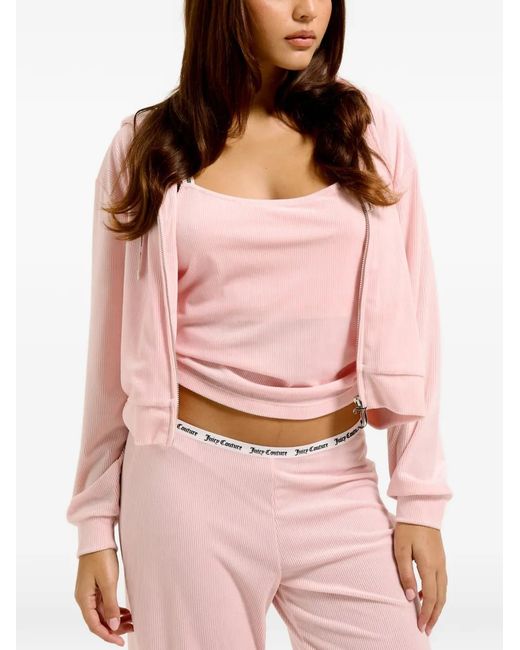 Juicy Couture Pink Ribbed Velour Hoodie