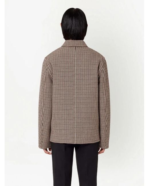 AMI Brown Houndstooth Pattern Single-breasted Jacket - Men's - Polyamide/virgin Wool for men