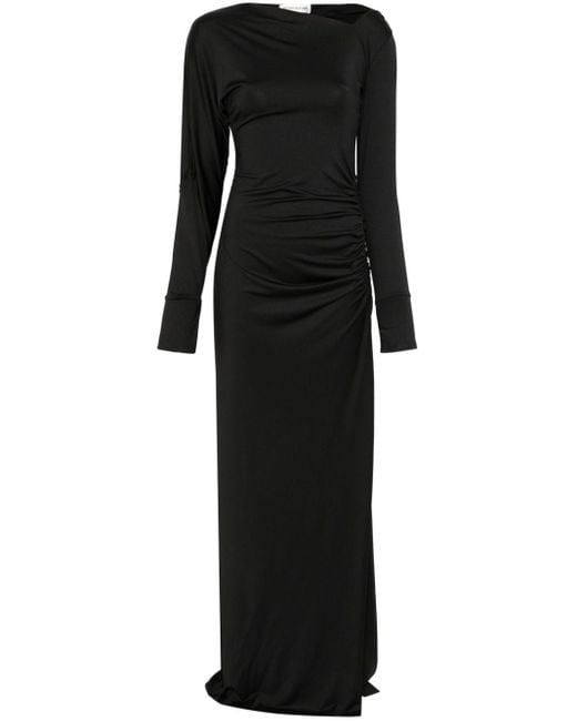 Victoria Beckham Black Asymmetric-Neck Maxi Dress