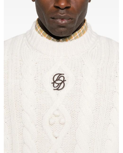 Drole de Monsieur White Cable-Knit Jumper for men
