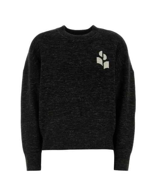 Isabel Marant Black Atlee Logo-Intarsia Sweater