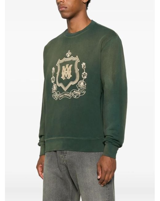 Amiri Green Crest-Embroidered Sweatshirt for men