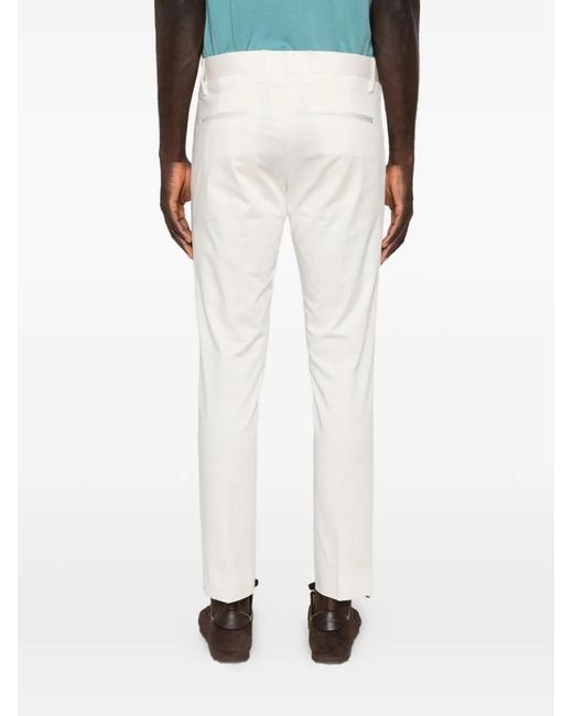 Entre Amis White Senna Belt-Loop Trousers for men