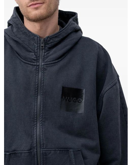 HUGO Blue Zip-Fastening Hoodie for men