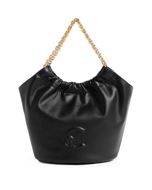 Coccinelle Black Embossed-Logo Tote Bag