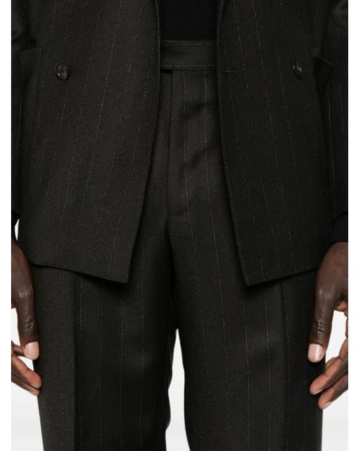 Tagliatore Black Stripe-Pattern Double-Breasted Suit for men