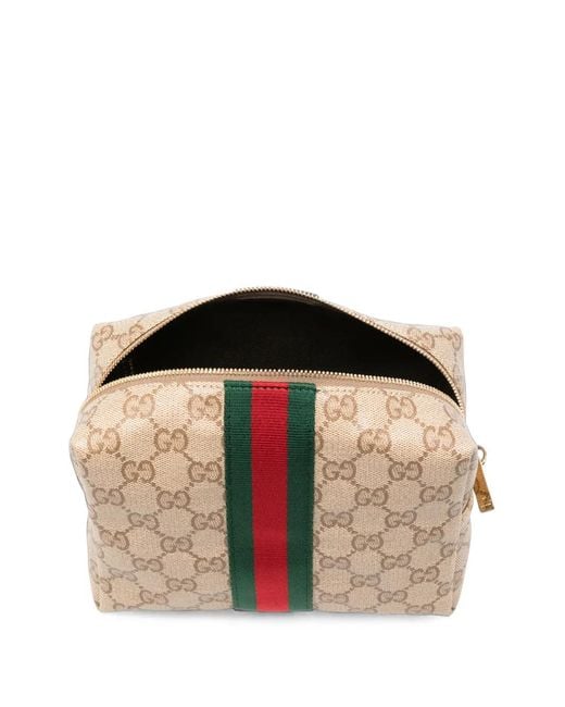 Gucci Natural Gg Supreme Web-Stripe Clutch Bag