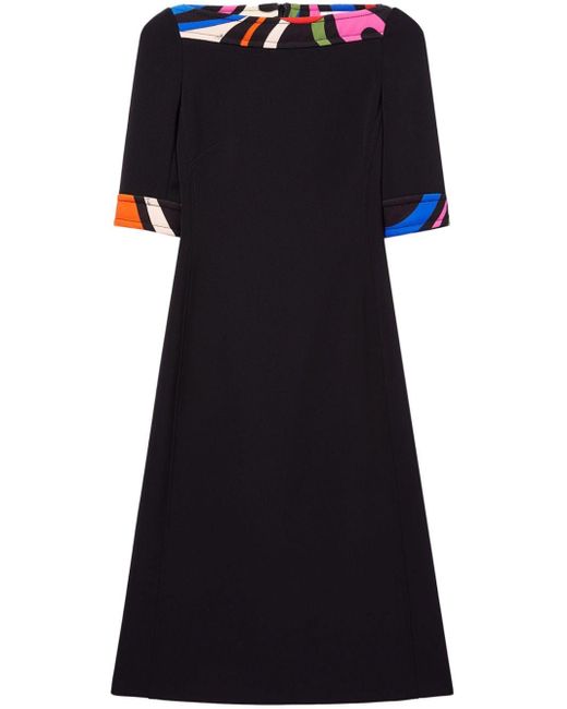 Emilio Pucci Black Iride-print Midi Dress