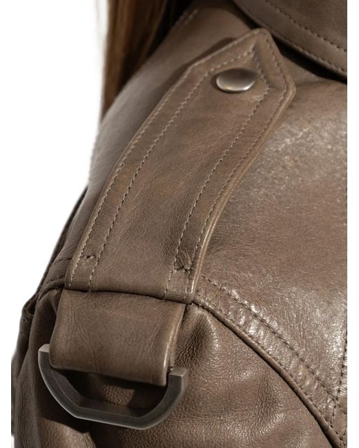 Rick Owens Brown Zip-Cuff Biker Jacket