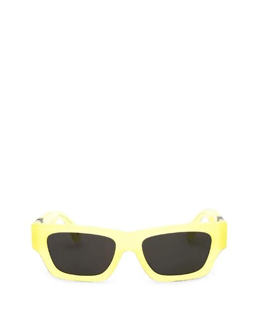 Palm Angels Green Logo-Plaque Square-Frame Sunglasses